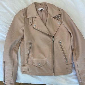 pink topshop faux leather jacket